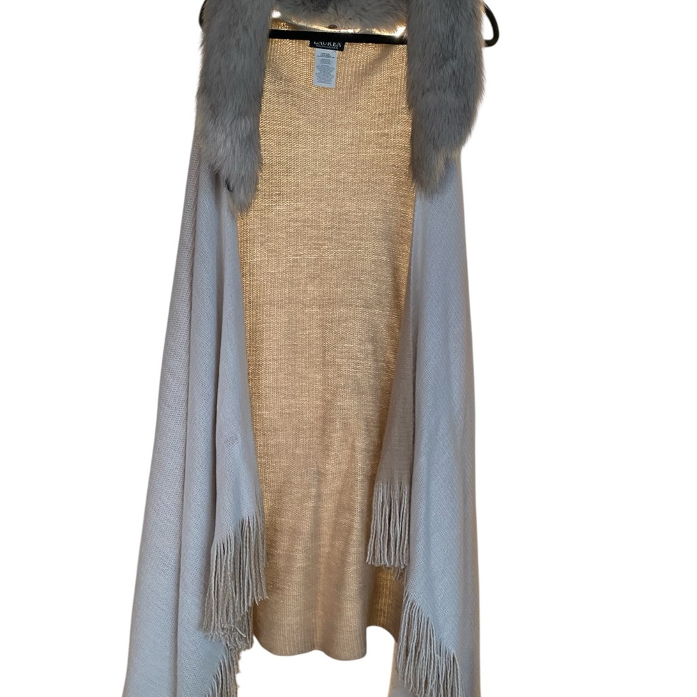 Beige Lauren/Ralph Lauren Silver Faux-Fur Cape